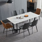 Industrial Stone Rectangle Table Standard Height Dining Room Table with Trestle Base