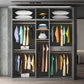 Modern Mirrored Finish Wardrobe Cabinet Engineered Wood and Solid Wood Wardrobe