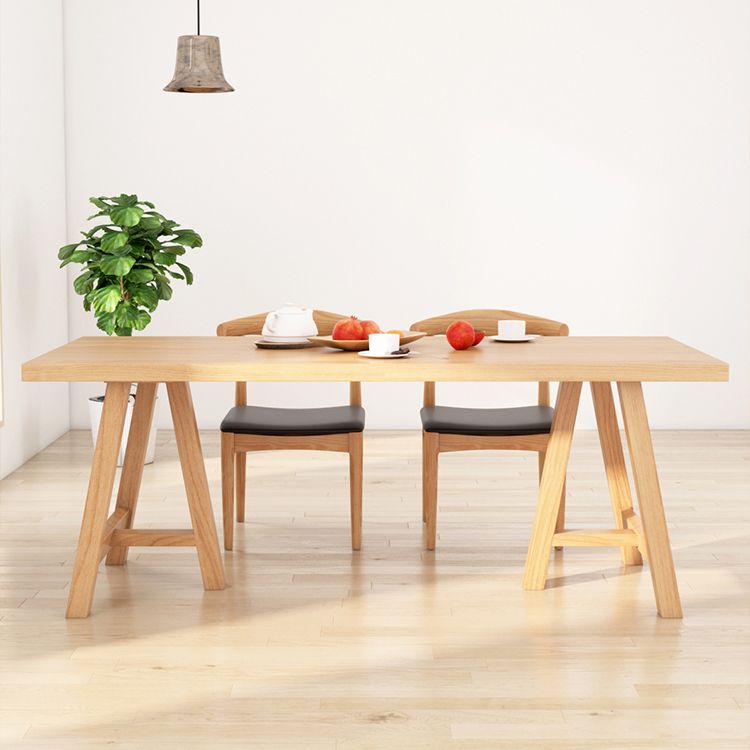 Modern Pine Solid Wood Table Rectangle Dining Table with Double Pedestal Clearhalo 'Dining Tables & Seating' 'Dining Tables' 'dining_table' 'furn' 'furn_dining_table' 'Furniture' 'furniture_dining_table' 'Kitchen & Dining Furniture' 1200x1200_206c347d-c1d7-4192-b71b-be34ee8faa60