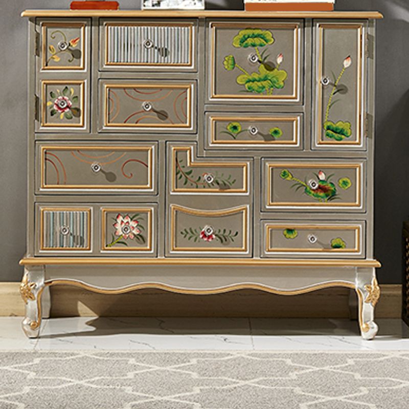 15,6-inch W dressoir traditionele massieve houten opbergkast met 9 laden