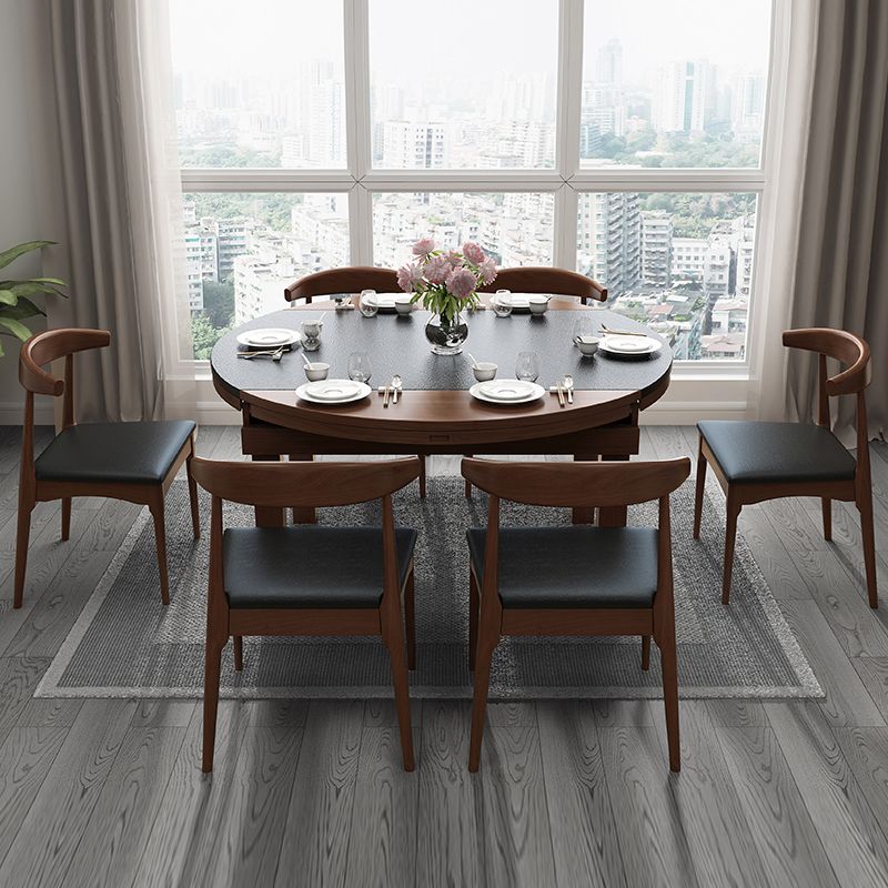 Contemporary Kitchen Dinner Table Extendable Wood Dining Table Clearhalo 'Dining Tables & Seating' 'Dining Tables' 'dining_table' 'furn' 'furn_dining_table' 'Furniture' 'Kitchen & Dining Furniture' 1200x1200_20701710-a7dd-4fff-9251-d9a7334d3421