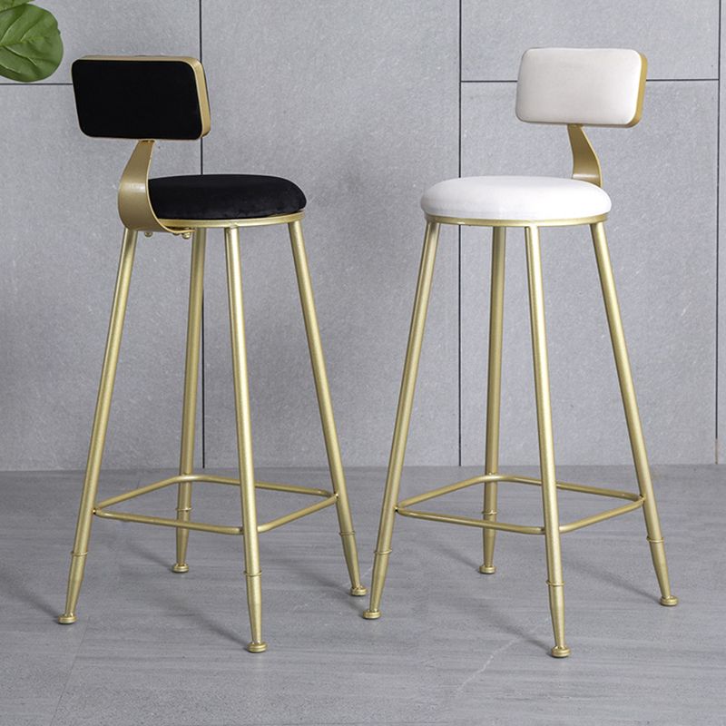 Glam Armless Backrest Counter Stool Iron Bar Stool with Velvet Cushion and Pedal for Cafe Clearhalo 'Bar Furniture' 'Bar Stools' 'bar_stools' 'furn' 'furn_bar_stools' 'Furniture' 'Kitchen & Dining Furniture' 1200x1200_2070c8a9-1fde-46e5-a230-ddcdc59f9fae