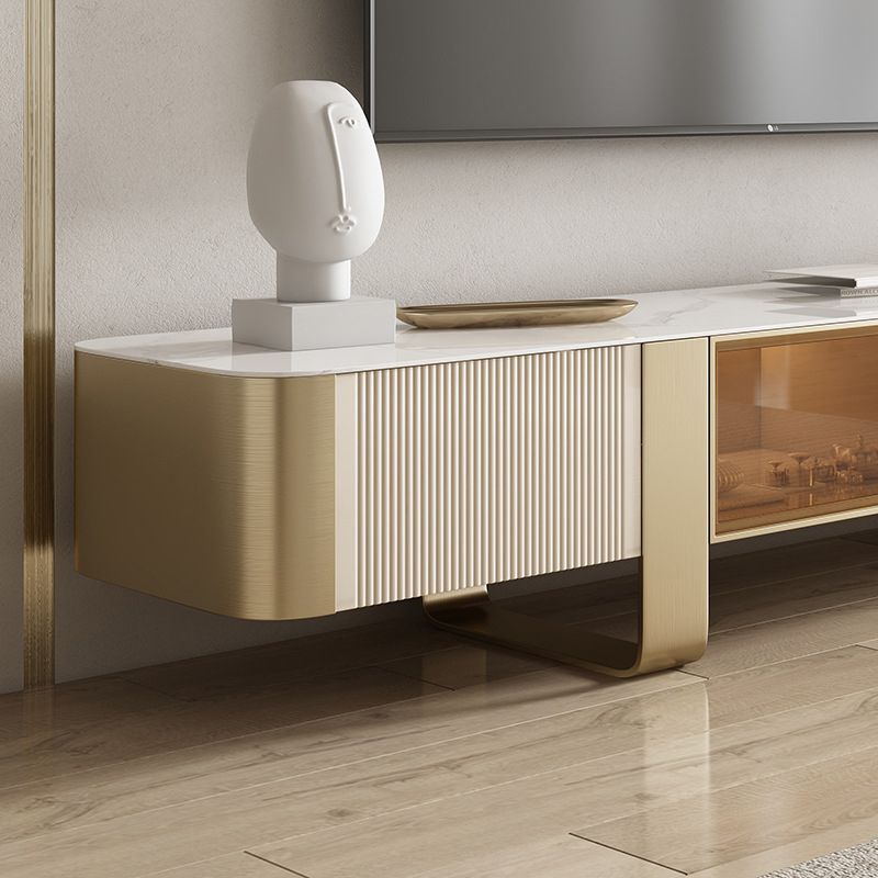 Modern Stone TV Stand Console Enclosed Storage TV Media Stand with Doors for Living Room Clearhalo 'furn' 'furn_tv_stands_entertainment_centers' 'Furniture' 'Living Room Furniture' 'TV Stands & Entertainment Centers' 'TV Stands & Media Storage Furniture' 'tv_stands_entertainment_centers' 1200x1200_20715699-cf46-4b3a-b2a5-307f2d0feb3f