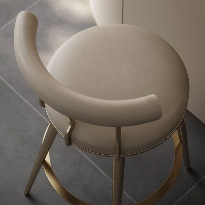 Glam Style Low Back Round Upholstered Bar Stool with Metal Legs Clearhalo 'Bar Furniture' 'Bar Stools' 'bar_stools' 'furn' 'furn_bar_stools' 'Furniture' 'Kitchen & Dining Furniture' 1200x1200_207216c8-cb3f-4dcf-b757-b54576346648