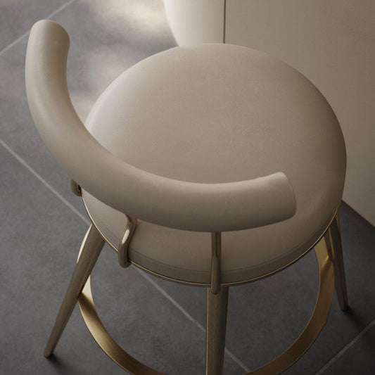 Glam Style Low Back Round Upholstered Bar Stool with Metal Legs Clearhalo 'Bar Furniture' 'Bar Stools' 'bar_stools' 'furn' 'furn_bar_stools' 'Furniture' 'Kitchen & Dining Furniture' 1200x1200_207216c8-cb3f-4dcf-b757-b54576346648