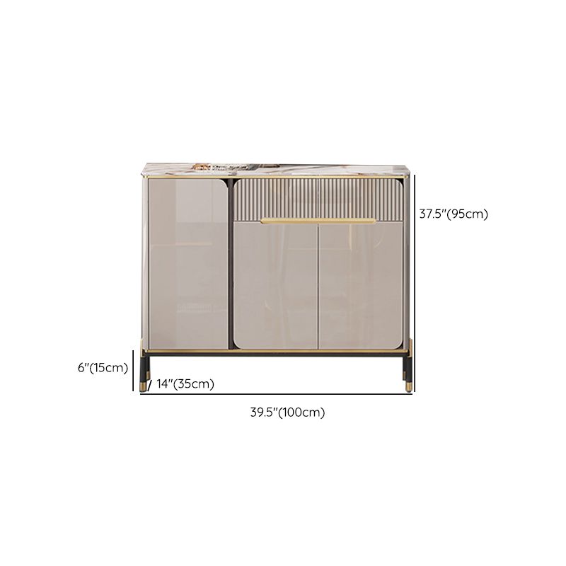 White Top Glam Buffet Sideboard Mirrored Cabinets 2-Drawer Dining Buffet Clearhalo 'buffet_sideboard' 'Buffets & Sideboards' 'furn' 'furn_buffet_sideboard' 'Furniture' 'Kitchen & Dining Furniture' 1200x1200_20725a55-f149-4030-bc17-800f7dfb38a4