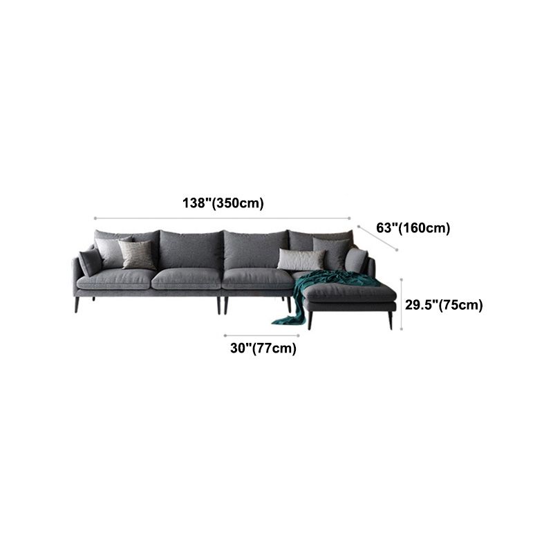 Modern 3/4-seater Fabric Sofa & Chaise Grey Slipcovered Sectional Clearhalo 'furn' 'furn_sectionals' 'Furniture' 'Living Room Furniture' 'Sectionals' 1200x1200_20731174-f3f0-40ad-9b46-1f0b4515ee64