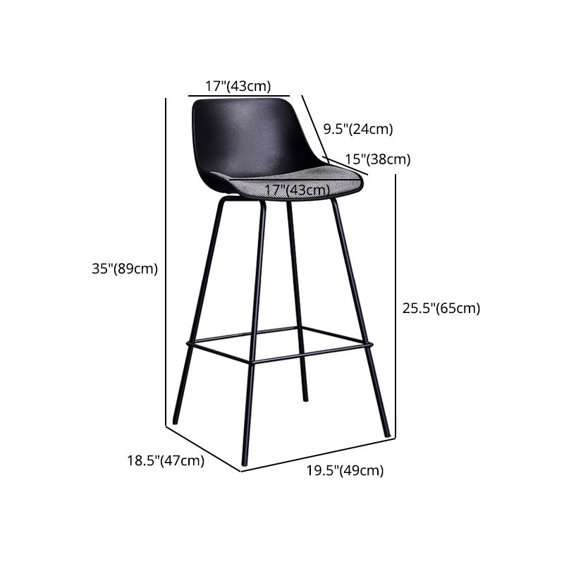 Nordic Metal Low Back Barstool Simple Indoor Tall Stool with Upholstered Clearhalo 'Bar Furniture' 'Bar Stools' 'bar_stools' 'furn' 'furn_bar_stools' 'furniture_bar_stools' 'Kitchen & Dining Furniture' 'kitchen&dining_furn' 'kitchen' 'kitchen_furn' Furniture' 1200x1200_20735591-a910-4c8c-9932-628868d1c025