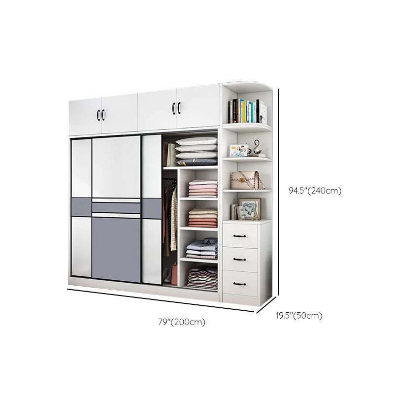 Freestanding Wood Frame Wardrobe Armoire Sliding Soft Close Doors Wardrobe Clearhalo 'Armoires & Wardrobes' 'armoires_wardrobes' 'Bedroom Furniture' 'furn' 'furn_armoires_wardrobes' 'Furniture' 1200x1200_20737b98-e805-44ff-bc3d-3568f06becd7