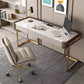 Rectangle Stone Top Bureau bureau Glam Style Writing Bureau avec base en métal pour le bureau