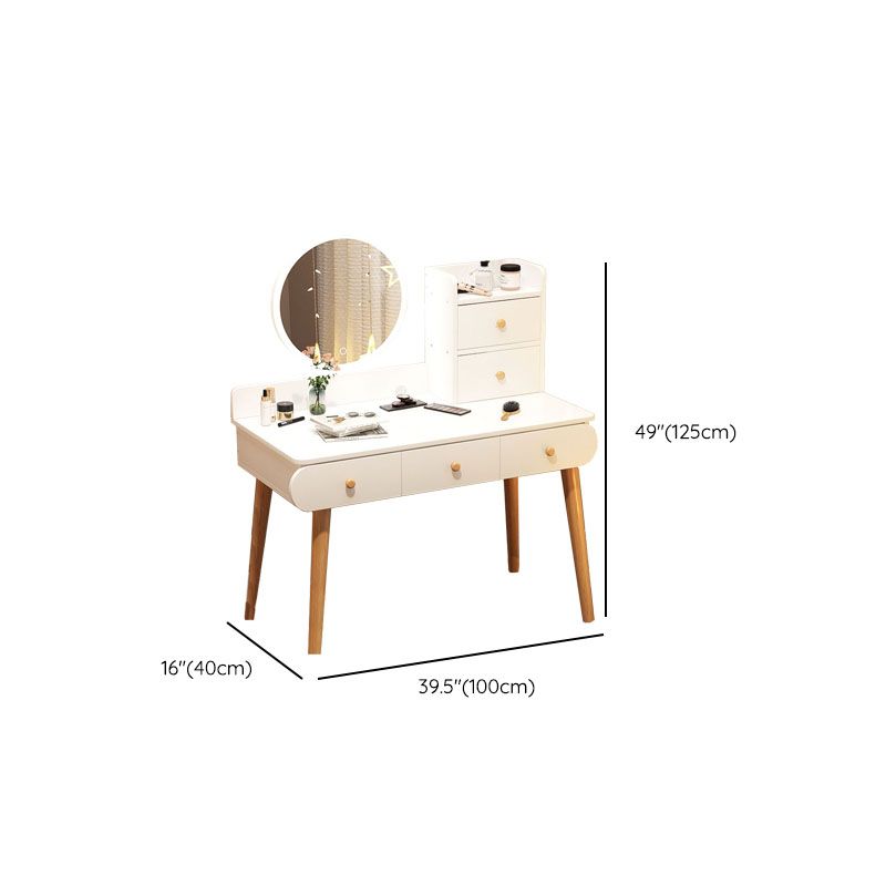 Contemporary White Vanity Dressing Table with Mirror in Solid Wood Clearhalo 'Bedroom Furniture' 'furn' 'furn_makeup_vanities' 'Furniture' 'Makeup Vanities' 'makeup_vanities' 1200x1200_20756ac0-6489-4646-8015-b06b9bbd4919