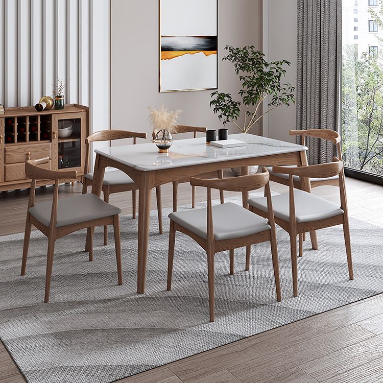 Rectangle 4 Legs Table Mid-Century Modern White Top Fixed Table Clearhalo ' dining_table' 'Dining Tables & Seating' 'Dining Tables' 'furn' 'furn_dining_table' 'Furniture' 'furniture_dining_table' 'Kitchen & Dining Furniture' 'kitchen&dining_furn' 'kitchen' 'kitchen_dining_table' 1200x1200_2078d30f-4e47-4a6a-a549-3a8ecf97f02e