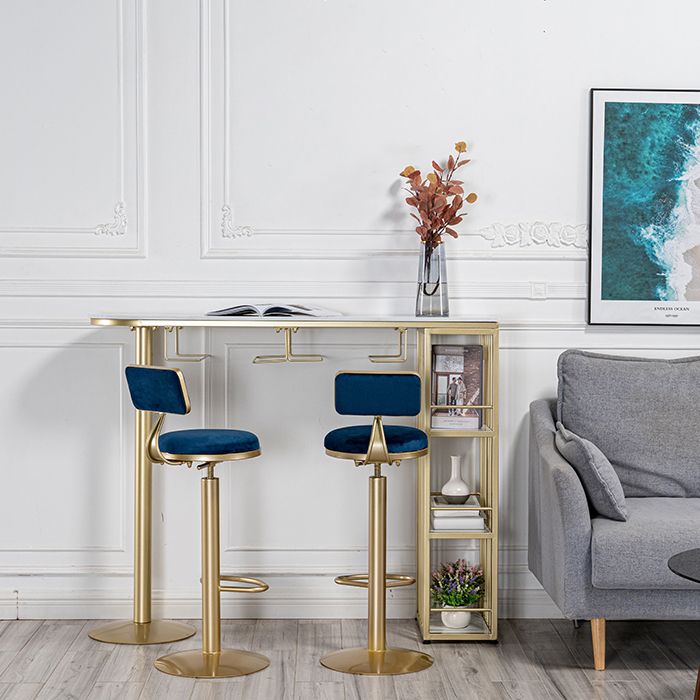 Table de bar Glam Free Form Table en marbre blanc avec rangement pour salon
