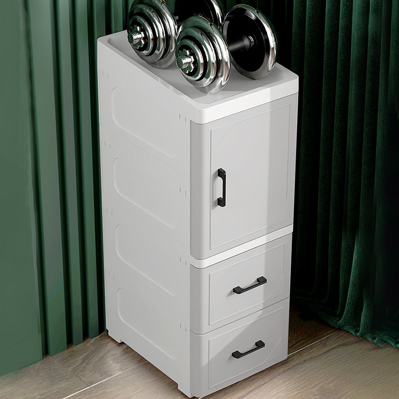 Comodino in plastica bianca e grigia 13,78 "d moderna comodino a 1 porta