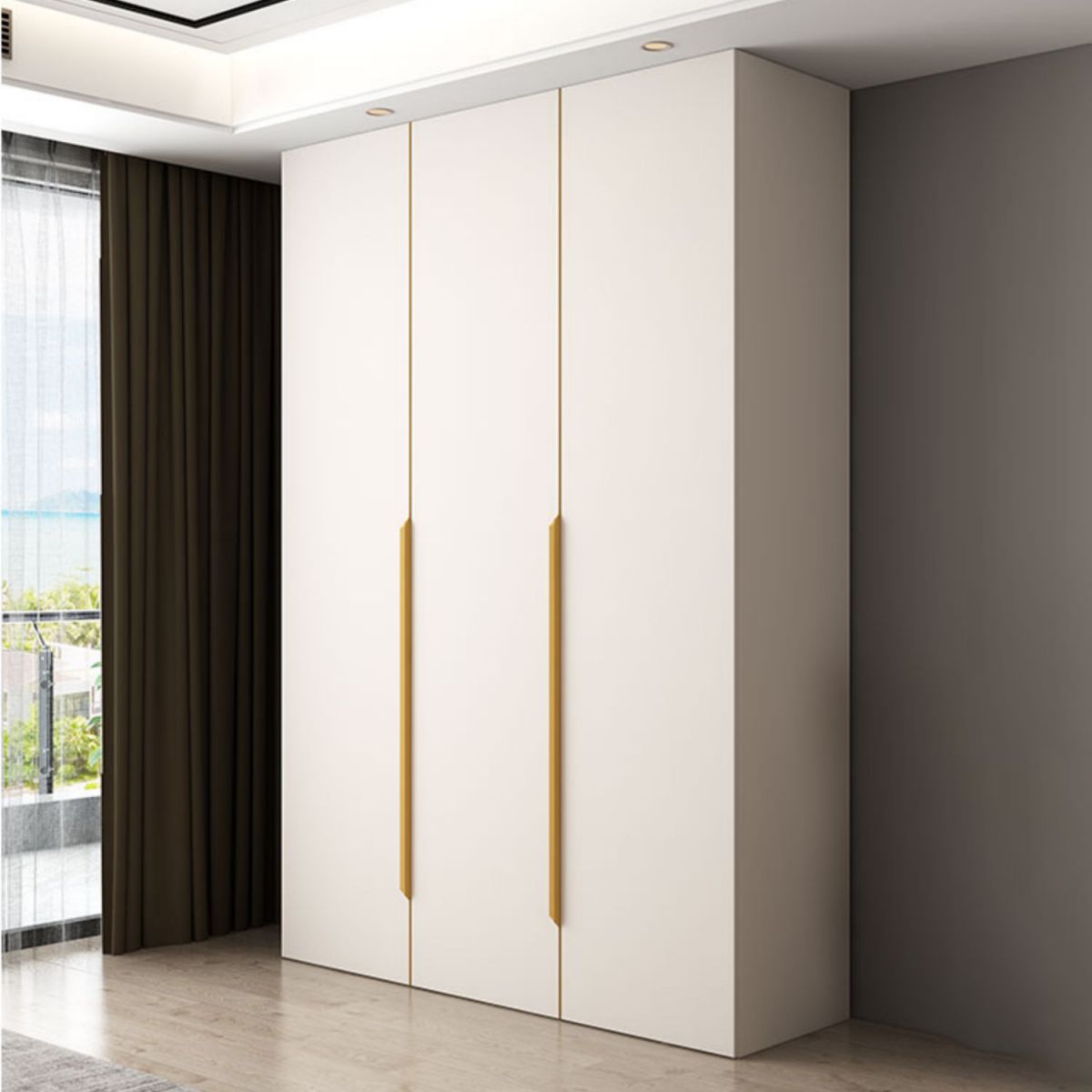 Hinged Wardrobe Closet White Engineered Wood Wardrobe Armoire Clearhalo 'Armoires & Wardrobes' 'armoires_wardrobes' 'Bedroom Furniture' 'furn' 'furn_armoires_wardrobes' 'Furniture' 1200x1200_207c2546-368c-4698-b1c7-c8508c91b8a6