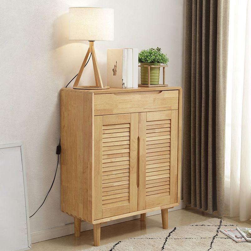 Modern Cabinet Rectangle With Doors Solid Wood with Shelves Accent Cabinet