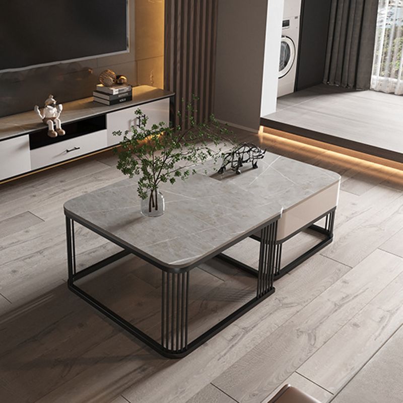 Square Nesting Coffee Table Set Slate Frame Coffee Cocktail Table with Drawer Clearhalo 'Coffee & Accent Tables' 'Coffee Tables' 'coffee_tables' 'furn' 'furn_coffee_tables' 'Furniture' 'Living Room Furniture' 1200x1200_207d614f-ccb7-4024-9400-4333f0eb596e