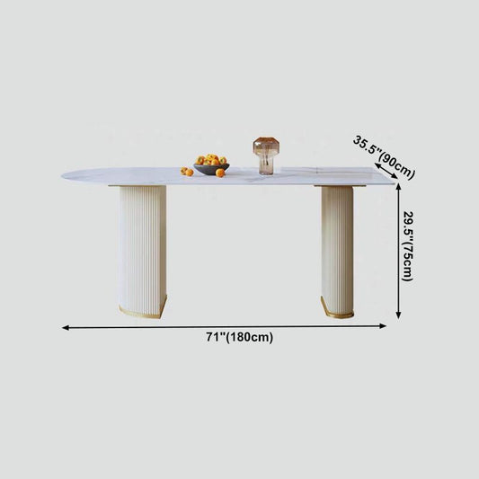 Traditional Luxury Dining Table White Sintered Stone Dining Table for Kitchen Clearhalo 'Dining Tables & Seating' 'Dining Tables' 'dining_table' 'furn' 'furn_dining_table' 'Furniture' 'furniture_dining_table' 'Kitchen & Dining Furniture' 'kitchen' 'kitchen_dining_table' 1200x1200_2081be16-c7bb-4b32-a821-8714e2caae81