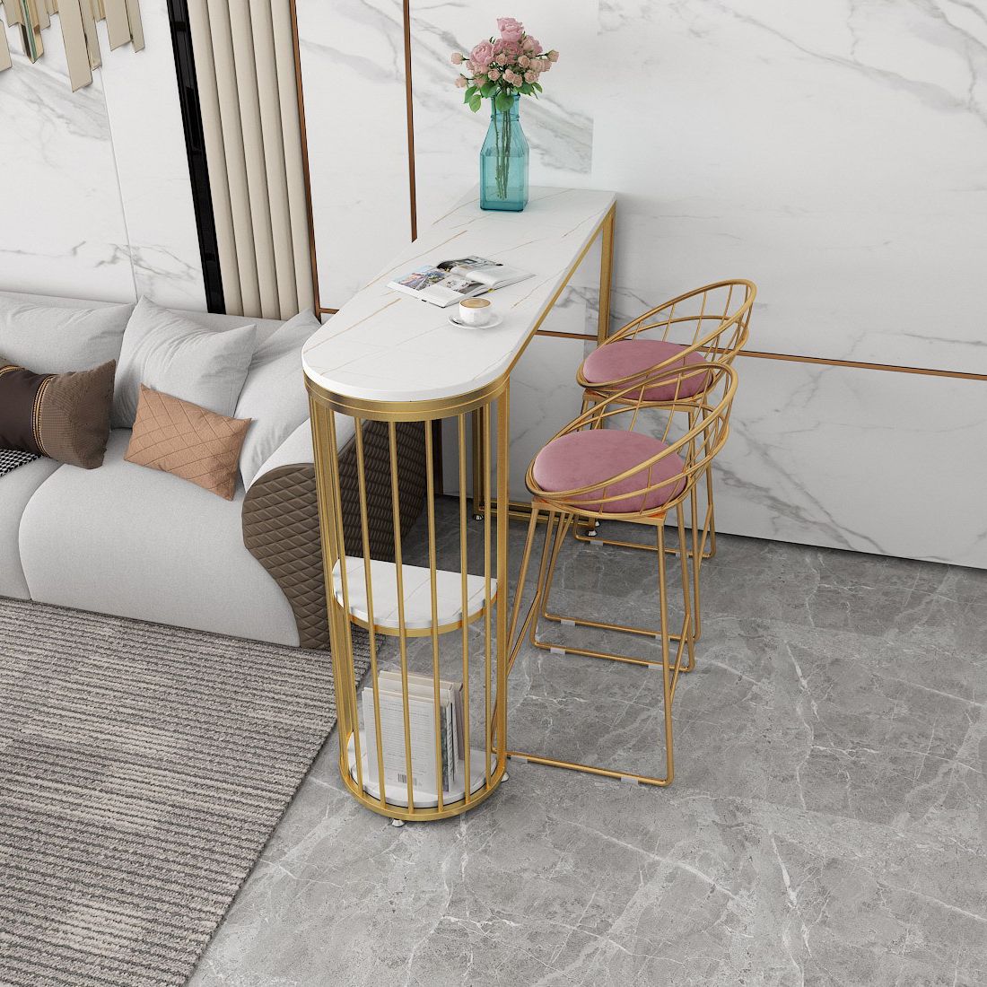 1/3 Pieces Oval Bar Stool and Table Set Glam Table and Stool Set Clearhalo 'Bar Furniture' 'furn' 'furn_home_bar_bar_sets' 'Furniture' 'Home Bars & Bar Sets' 'home_bar_bar_sets' 'Kitchen & Dining Furniture' 1200x1200_2084dc0e-a3e5-4527-905d-0480cfa1824e