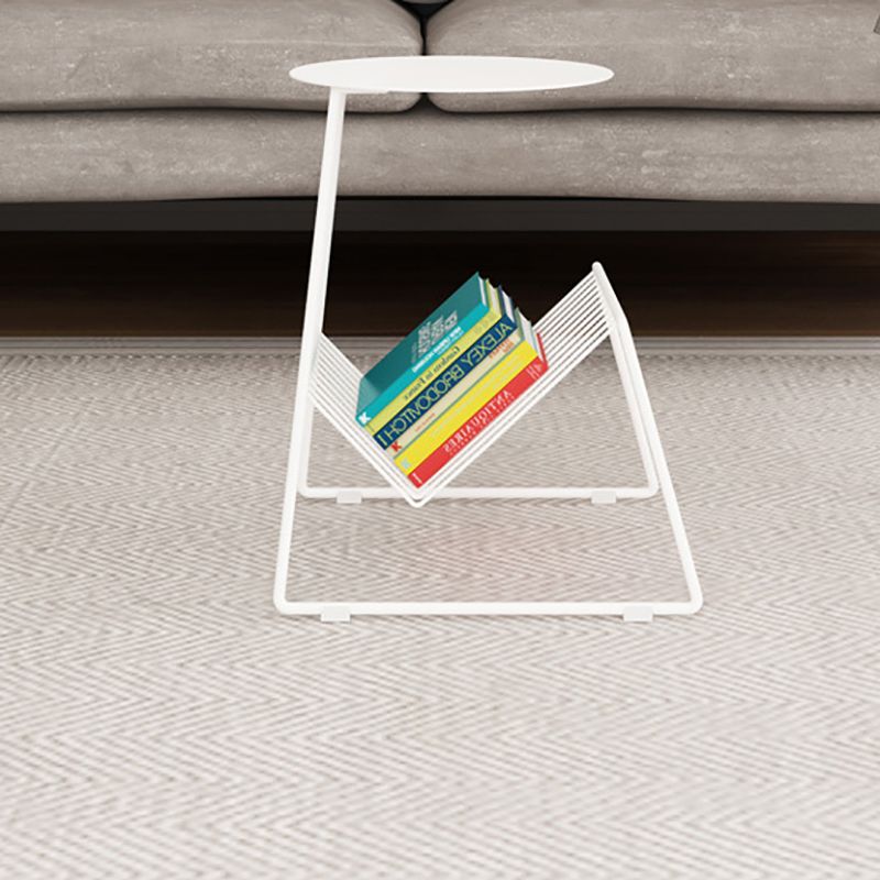 Metallic Frame End Table with Storage Round Accent Side Table Clearhalo 'Coffee & Accent Tables' 'End & Side Tables' 'end_side_tables' 'furn' 'furn_end_side_tables' 'Furniture' 'Living Room Furniture' 1200x1200_2085aa6d-c010-4278-8d97-25dc0ac71c17