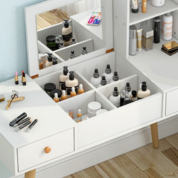 Modern Wood Flip-top Vanity Set 29.53" H Vanity Desk in White Clearhalo 'Bedroom Furniture' 'furn' 'furn_makeup_vanities' 'Furniture' 'Makeup Vanities' 'makeup_vanities' 1200x1200_20882e98-5c75-4908-842f-db80adbc716d