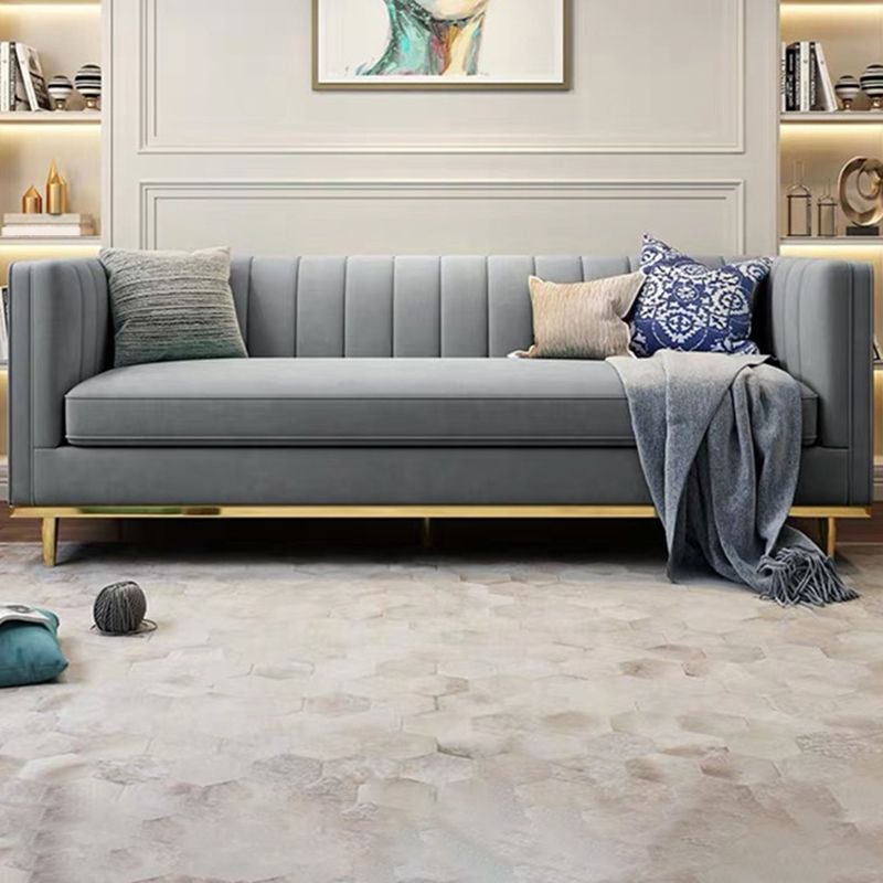 Modern 29,5 "H Velvet Smokedo Arm genähtes Kissen -Rücken -Sofa für Wohnzimmer