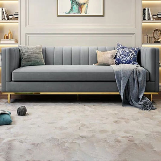 Modern 29,5 "H Velvet Smokedo Arm genähtes Kissen -Rücken -Sofa für Wohnzimmer