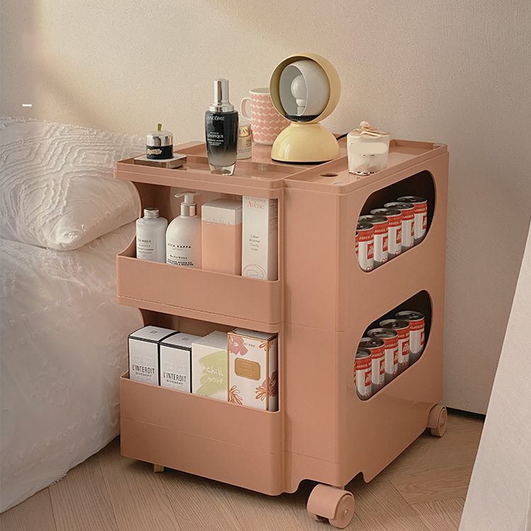 Moderner Plastik -Nachttisch Open Storage Night Ständer mit Rädern