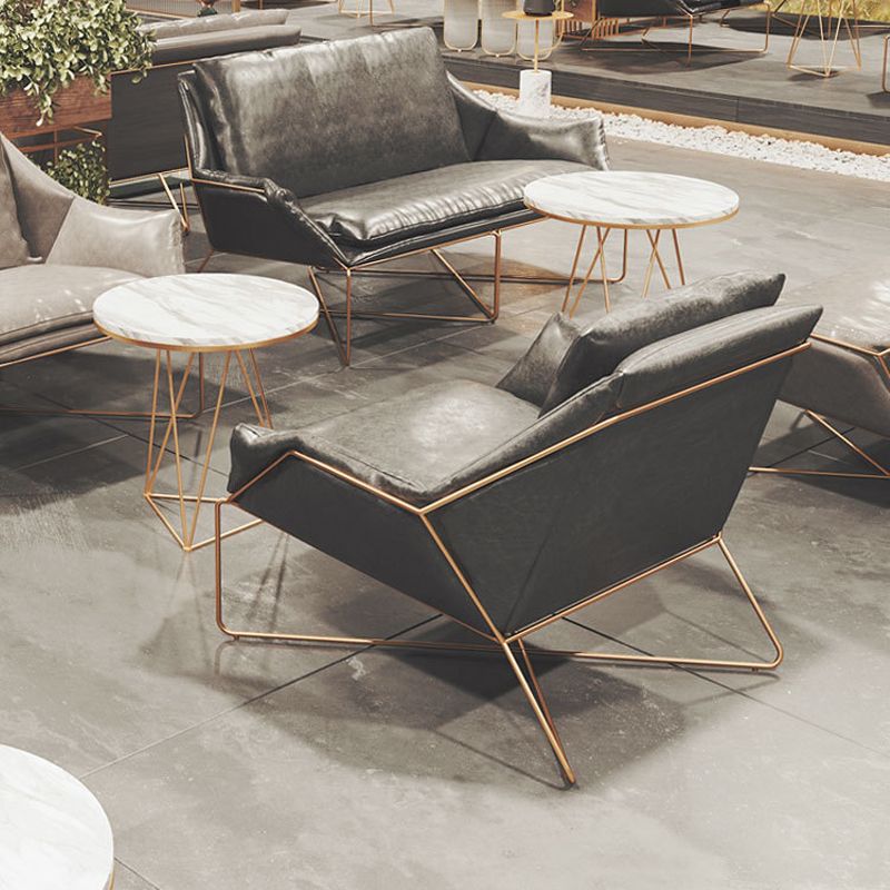 27.56 "de amplio estilo escandinavo acento sillón cruzado silla de brazo de metal cruzado