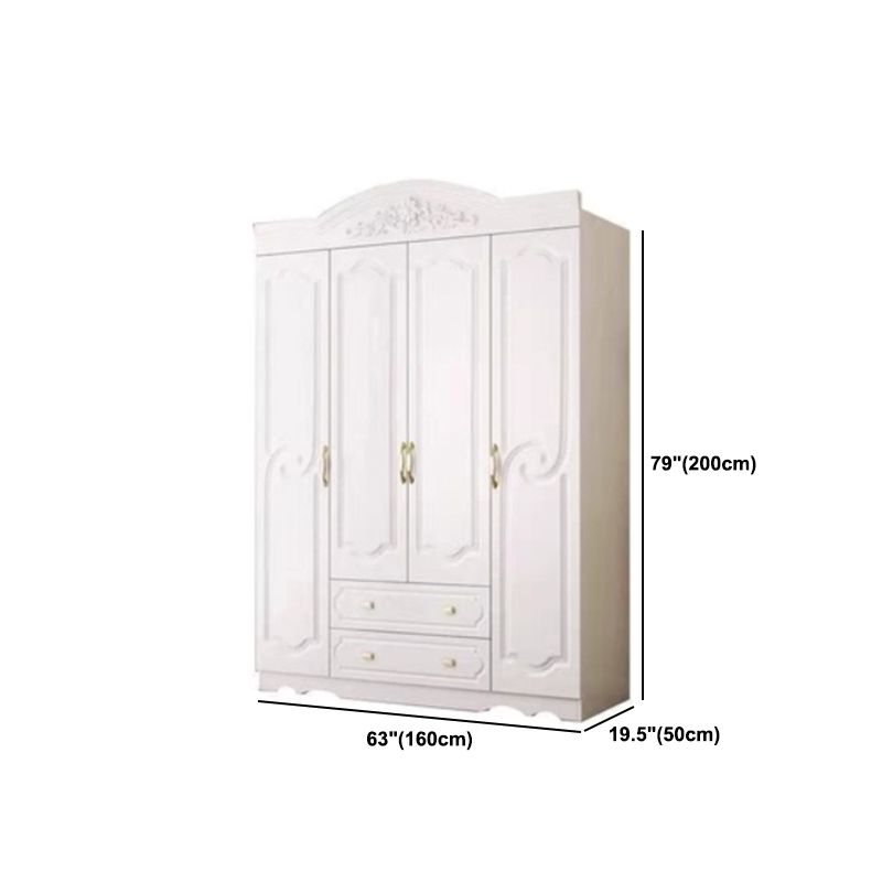 White Colour Wooden Wardrobe 2-Drawer Soft Close Door Wardrobe Closet Clearhalo 'Armoires & Wardrobes' 'armoires_wardrobes' 'Bedroom Furniture' 'furn' 'furn_armoires_wardrobes' 'Furniture' 1200x1200_208a7b55-b55e-4856-854e-a9460626e685