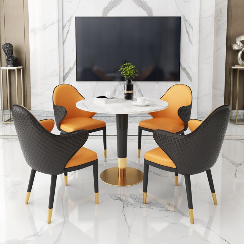 Glam 1/2/3/4/5 Pieces Round Furniture Sintered Stone Standard Height Dining Room Table Set Clearhalo 'Dining Room Sets' 'Dining Tables & Seating' 'dining_room_set' 'furn' 'furn_dining_room_set' 'Furniture' 'furniture_dining_room_set' 'Kitchen & Dining Furniture' 'kitchen&dining_furn' 'kitchen' 1200x1200_208b5cf9-c1a6-4707-87dc-6049c44d9389
