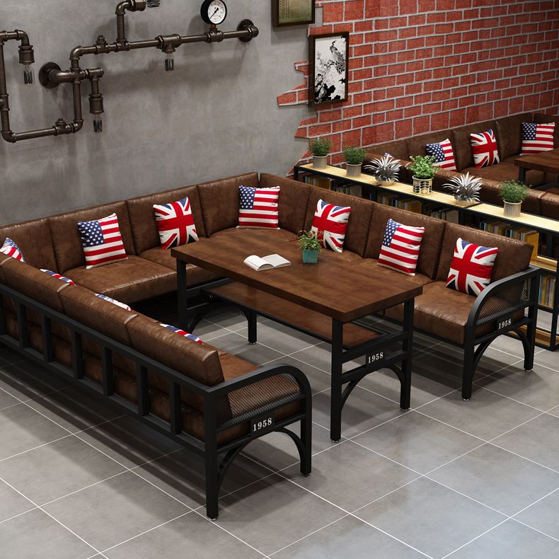 Industrial Solid Wood Dinner Room Kitchen Table Brown Table with Black Frame for Dining Room Clearhalo ' dining_table' 'Dining Tables & Seating' 'Dining Tables' 'furn' 'furn_dining_table' 'Furniture' 'furniture_dining_table' 'Kitchen & Dining Furniture' 'kitchen&dining_furn' 'kitchen' 'kitchen_dining_table' 1200x1200_208d8af4-4af5-48e8-adcf-a592a4ce6c48