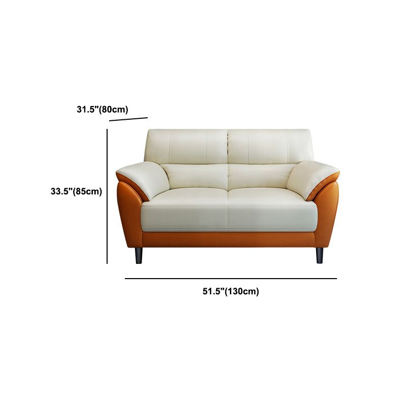 Genuine Leather Stain Resistant Contemporary Settee Couch in Orange and White Clearhalo 'furn' 'furn_sofas' 'Furniture' 'Living Room Furniture' 'Sofa' 'sofas' 1200x1200_208e0d12-171f-4496-9ce8-46ab58de8857