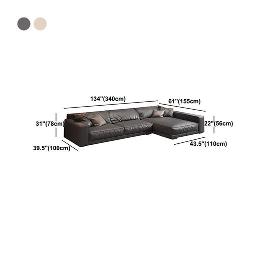Square Arm Sectional Sofa Contemporary 3-seater Leather Sectional Clearhalo 'furn' 'furn_sectionals' 'Furniture' 'Living Room Furniture' 'Sectionals' 1200x1200_208e32cf-78e0-48c6-832d-0d3335590db4