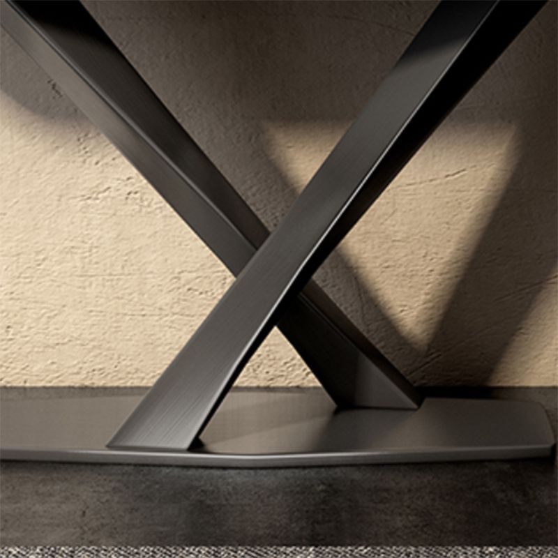 Glam Rectangle Console Sofa Table with Stainless Steel Bracket for Hall