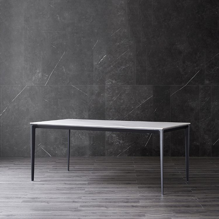 Stone Top Dining Table Contemporary Dining Table with 4 Black Legs Clearhalo 'Dining Tables & Seating' 'Dining Tables' 'dining_table' 'furn' 'furn_dining_table' 'Furniture' 'furniture_dining_table' 'Kitchen & Dining Furniture' 'kitchen' 'kitchen_dining_table' 1200x1200_2092a6f5-d185-44b4-88de-d3479bdbdb0f