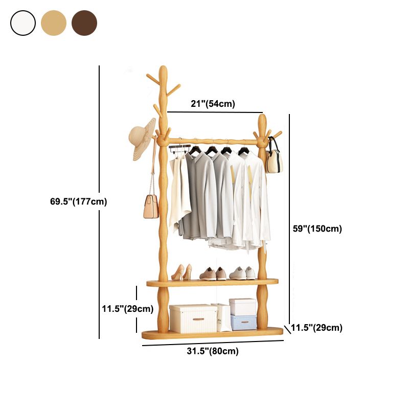 Contemporary Style Open Armoire Pine Wood Armoire with Clothing Rod