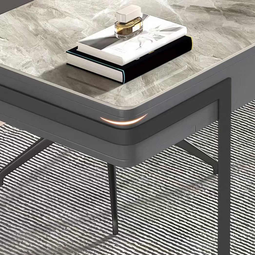 Glamstil 2-Schüchter-Büroschreibtisch Sintered Stone Top Desk mit Edelstahlbeinen