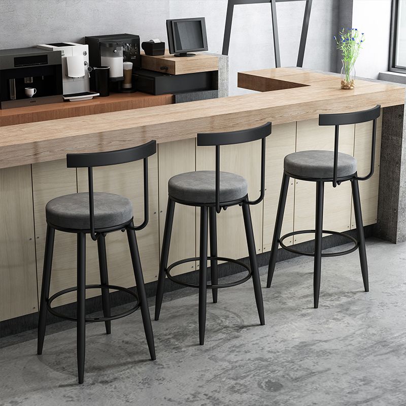 Modern Counter Round Bar Stool Armless Velvet Bar Stool with Footrest Iron Base Clearhalo 'Bar Furniture' 'Bar Stools' 'bar_stools' 'furn' 'furn_bar_stools' 'furniture_bar_stools' 'Kitchen & Dining Furniture' 'kitchen&dining_furn' 'kitchen' 'kitchen_furn' Furniture' 1200x1200_2094ebab-aefe-4361-93a6-305729768a21