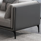 Minimalist Pillow Top Arm Sofa Gray Leather Loose Back Cushions Sofa