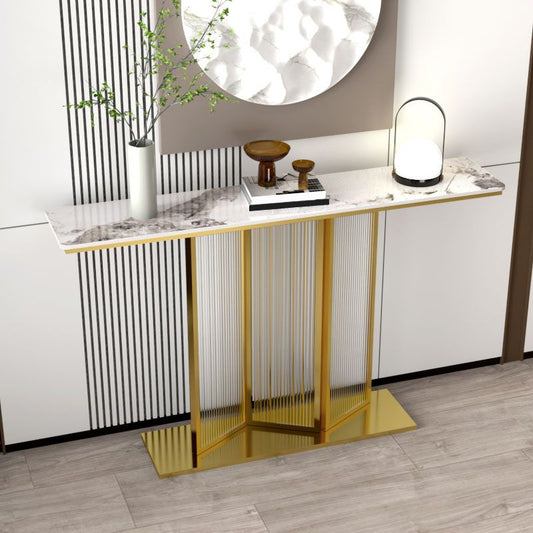 Stone Rectangle Console Table 31.5" Tall Rectangle Accent Table