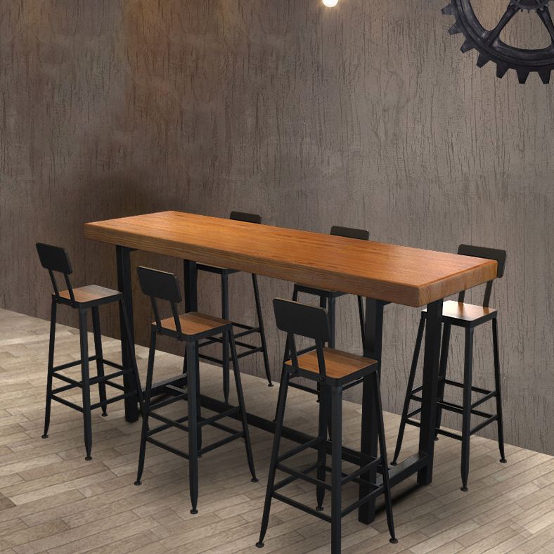 Pine Wood Bar Dining Table Industrial Rectangle Bar Table with Trestle for Cafe Clearhalo 'Bar Furniture' 'Bar Tables' 'bar_tables' 'furn' 'furn_bar_tables' 'Furniture' 'furniture_bar_tables' 'Kitchen & Dining Furniture' 1200x1200_2098e9c4-bc0d-47e5-85d3-91133dbad105