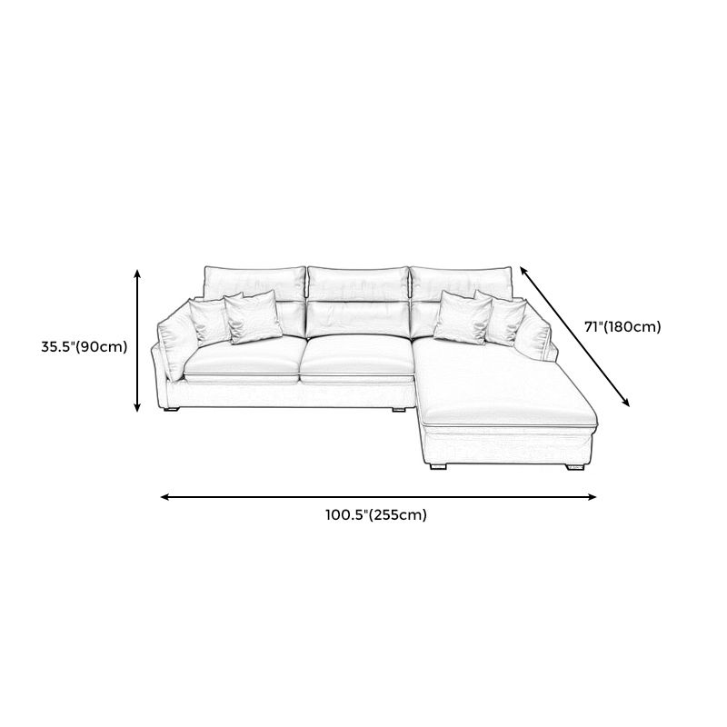 Contemporary Stain-Resistant Sectional Faux Leather Pillow Top Arm Sofa and Chaise Clearhalo 'furn' 'furn_sectionals' 'Furniture' 'furniture_sectionals' 'kitchen' 'kitchen_sectionals' 'Living Room Furniture' 'Sectionals' 1200x1200_20995eb6-2e48-4666-8dd6-94b237501974