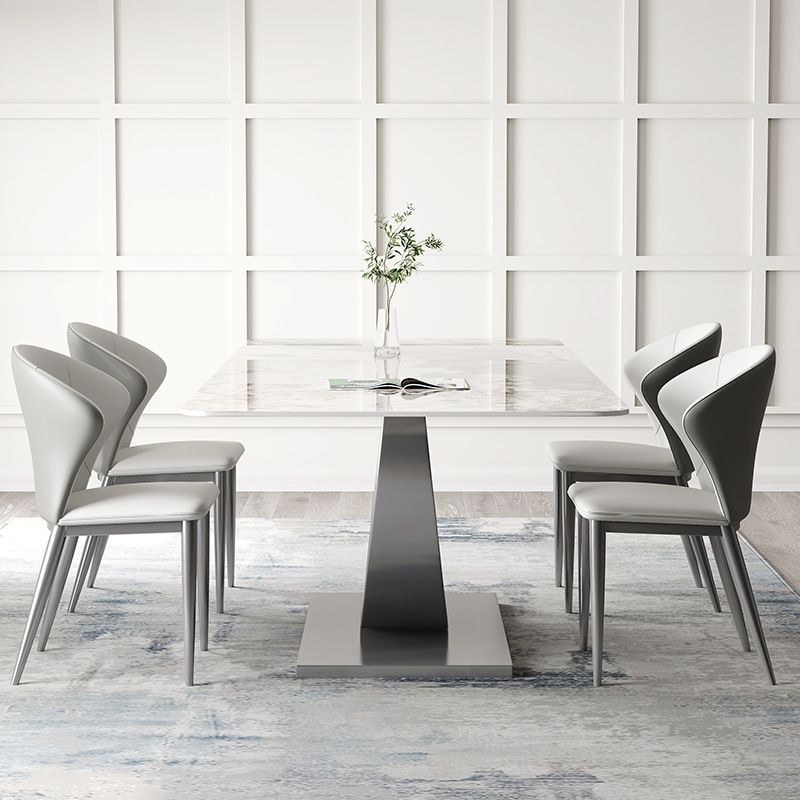 Contemporary Style Rectangle Table Sintered Stone Table with Metal Legs for Home Clearhalo 'Dining Tables & Seating' 'Dining Tables' 'dining_table' 'furn' 'furn_dining_table' 'Furniture' 'Kitchen & Dining Furniture' 1200x1200_2099a45d-f602-40aa-90d3-2940ffdde949