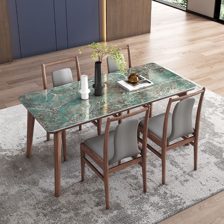 Modern Sintered Stone Top Dining Set 1/4/5/7 Pieces Walnut Dining Table with Chairs Clearhalo 'Dining Room Sets' 'Dining Tables & Seating' 'dining_room_set' 'furn' 'furn_dining_room_set' 'Furniture' 'furniture_dining_room_set' 'Kitchen & Dining Furniture' 1200x1200_2099a6d0-98f5-4f6e-858c-8693247a1082