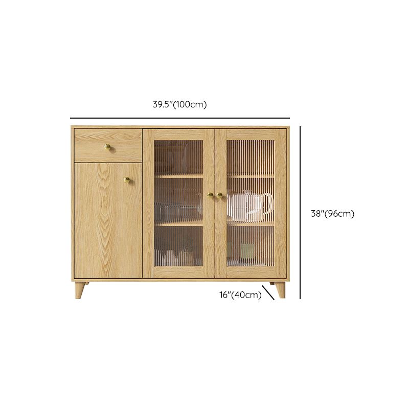 Server di porte di vetro contemporanee di credenza in legno con armadi e cassetti