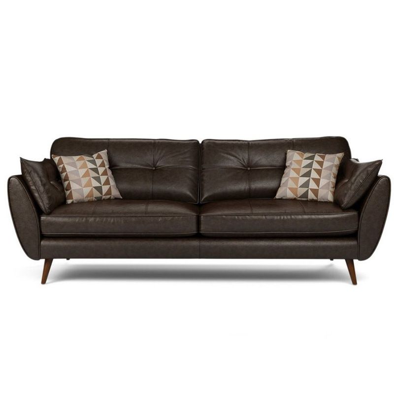 Genuine Leather Flared Arm Sofa Modern Jewel-tuft Wood Legs Sofa Clearhalo 'furn' 'furn_sofas' 'Furniture' 'furniture_sofas' 'kitchen' 'kitchen_sofas' 'Living Room Furniture' 'Sofa' 'sofas' 1200x1200_209e469e-2f42-425b-bcfe-f37afd5f3524