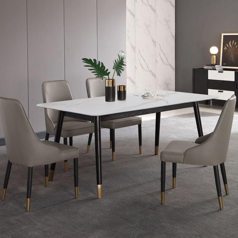Industrial Style White Sintered Stone Dining Table 4 Legs Base Rectangle Table for Home Clearhalo ' dining_table' 'Dining Tables & Seating' 'Dining Tables' 'furn' 'furn_dining_table' 'Furniture' 'furniture_dining_table' 'Kitchen & Dining Furniture' 'kitchen&dining_furn' 'kitchen' 'kitchen_dining_table' 1200x1200_20a22b84-ccbb-493c-8965-98875513a7fe