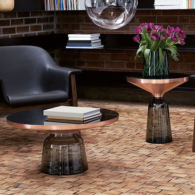 13.7"/20.8" Tall Modern Glass Pedestal Round Table Top Coffee Table Clearhalo 'Coffee & Accent Tables' 'Coffee Tables' 'coffee_tables' 'furn' 'furn_coffee_tables' 'Furniture' 'Living Room Furniture' 1200x1200_20a47c9d-a137-44b7-af38-be84b6da313d