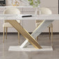Glam Dinette Set with Faux Leather Chairs 1/2/5/6/7 Pieces Glossy White Dining Table Set